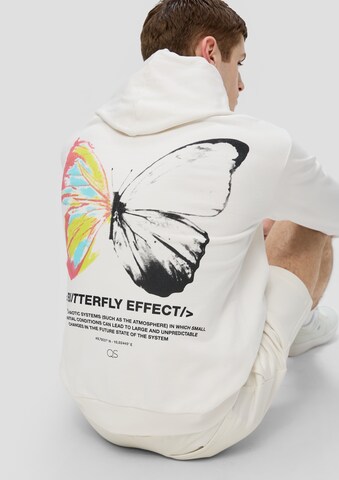 Sweat-shirt QS en blanc : devant