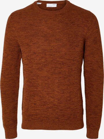 Pull-over SELECTED HOMME en marron : devant