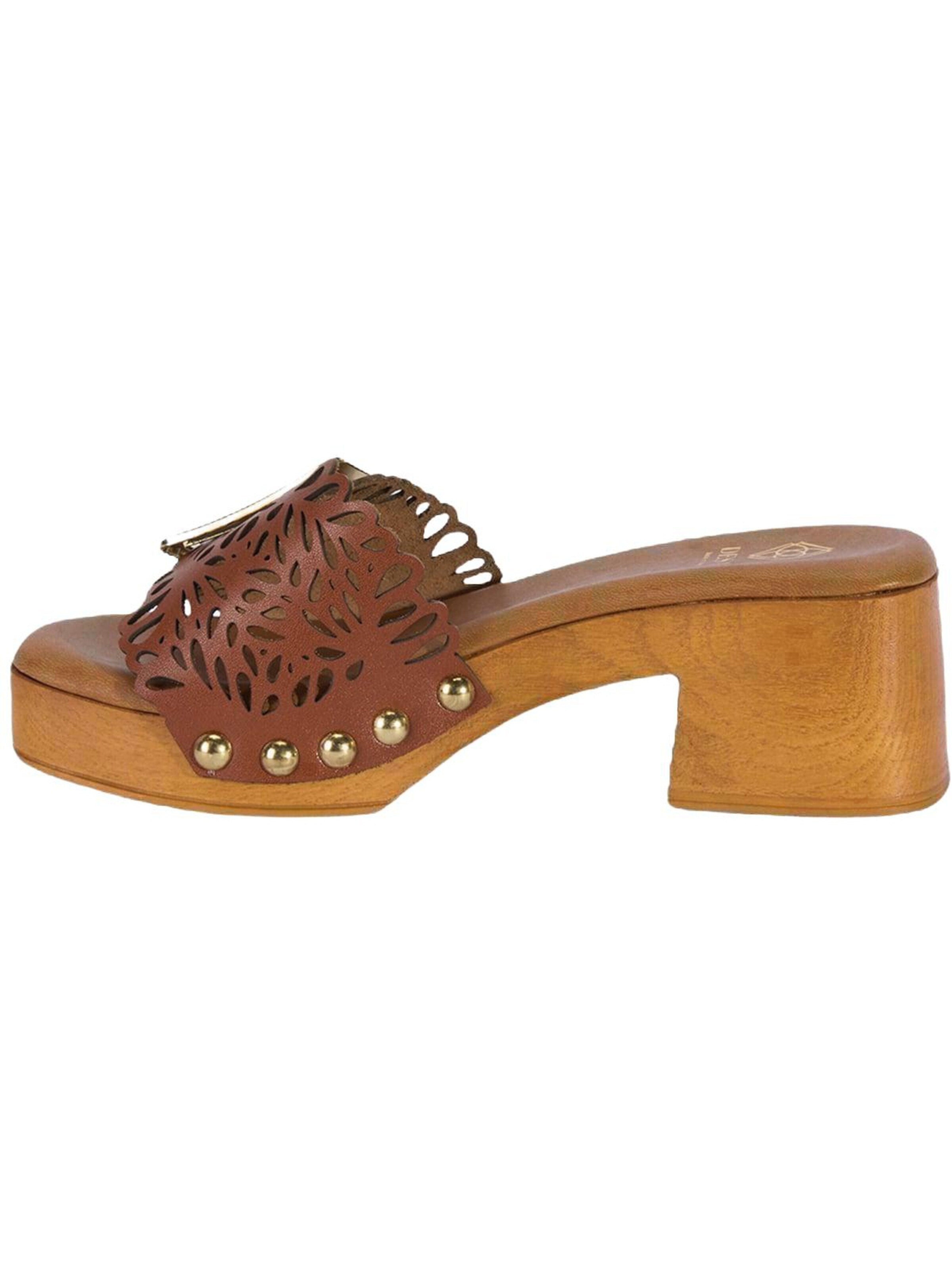 Desa Slipper 'Pantoletten mit Blockabsatz' in Brown