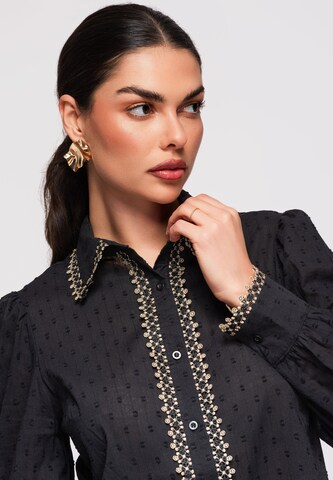 Ombre Blouse 'Dobby' in Zwart
