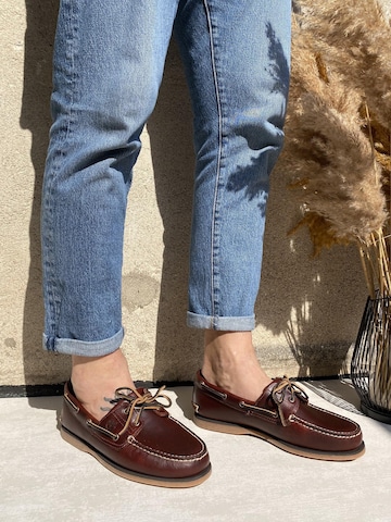 Mocassino 'TIMBERLAND A2Q9X classic boat burgundy full grain bordeaux scarpe donna mocassini lacci' di TIMBERLAND in marrone