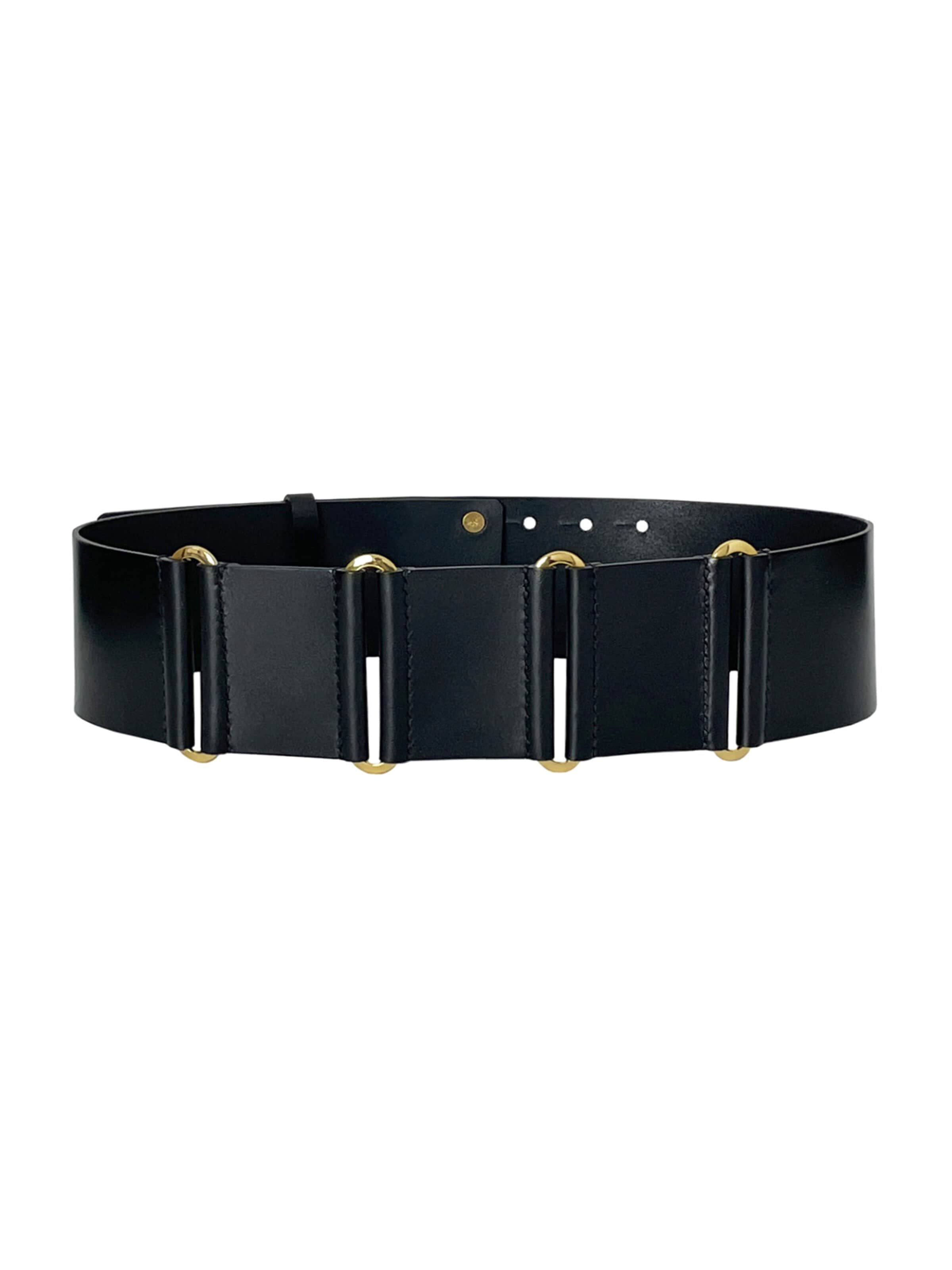 Haute Cuir - Cinturón 'Linked Wide Belt' en negro: frente