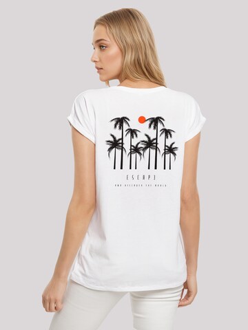 T-shirt 'Escape Discover the World Palm Trees Black' F4NT4STIC en blanc