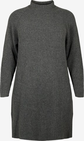 Zizzi Dress 'MCOMFY RIB' in Grey: front