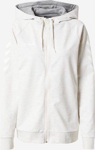 Hummel Athletic Zip-Up Hoodie in White: front