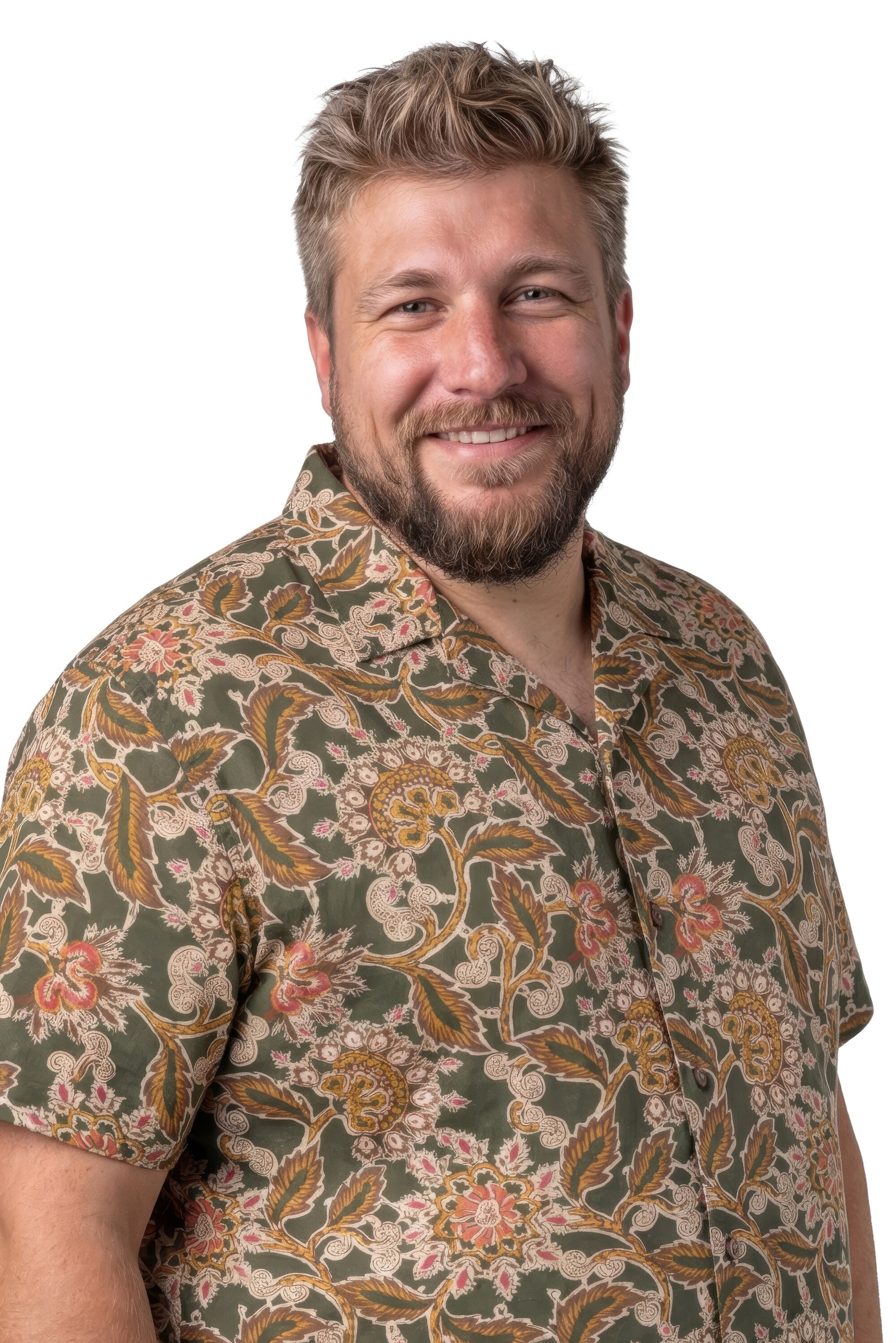 Men Plus Comfort fit Button Up Shirt in Brown