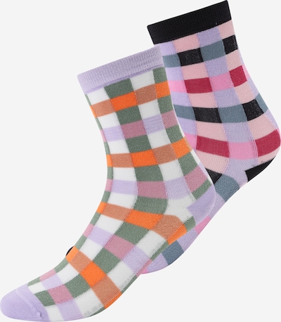 BeckSöndergaard Chaussettes 'Odette Funkie' en vert / violet / noir / blanc, Vue avec produit