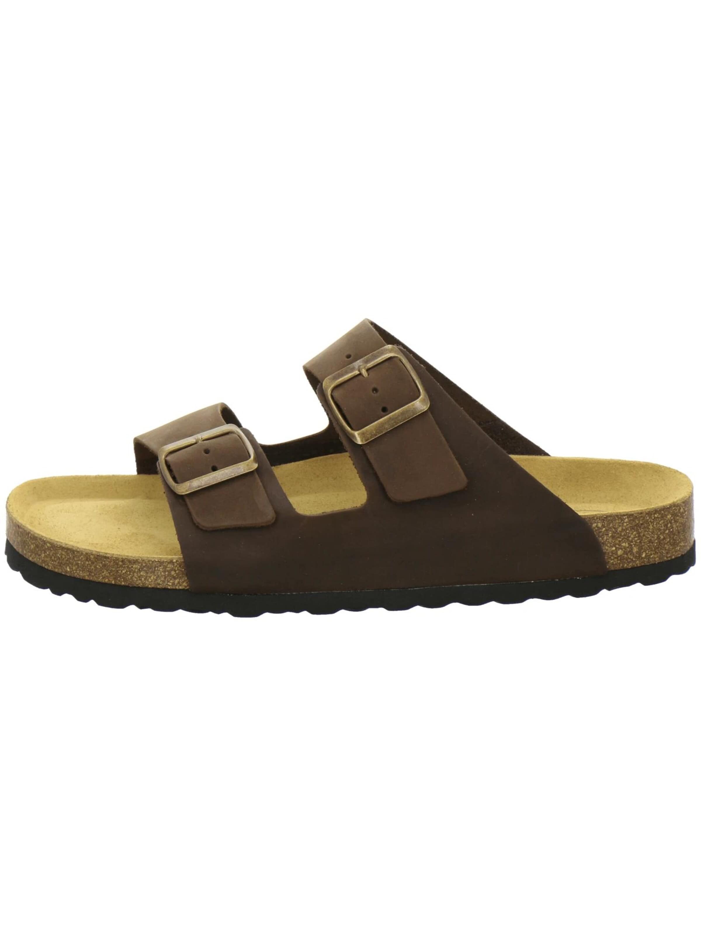 Zoccoletto 'Pantoletten Herren Zweischnaller braun Nubukleder' di AFS-Schuhe in marrone