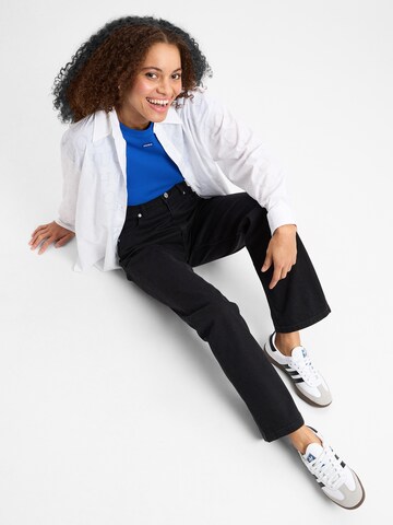 HUGO Wide leg Broek ' Elyah ' in Zwart: voorkant