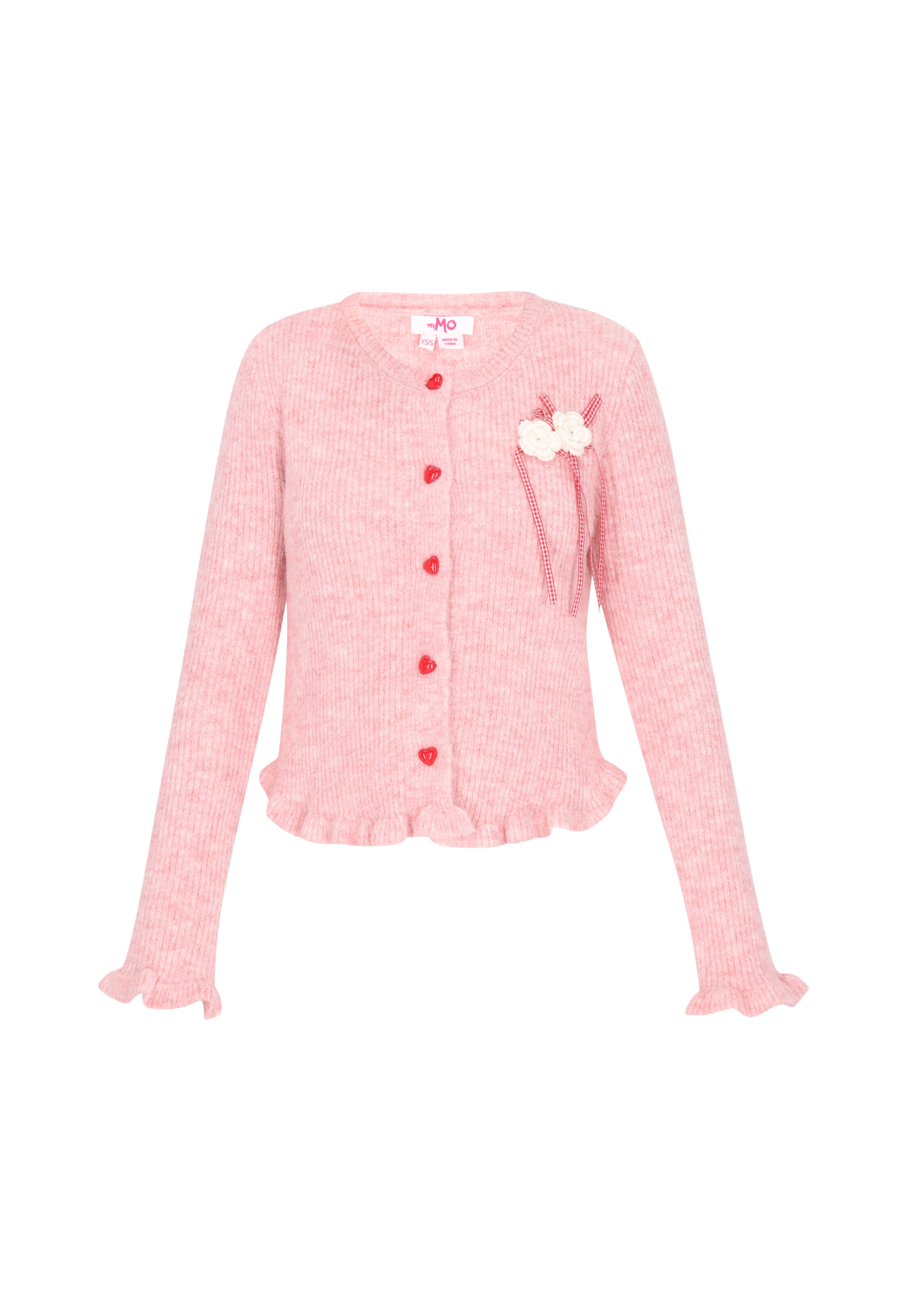 MYMO Πλεκτή ζακέτα σε ροζ: μπροστά