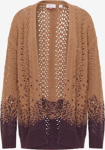 IZIA Knit Cardigan in Brown: front