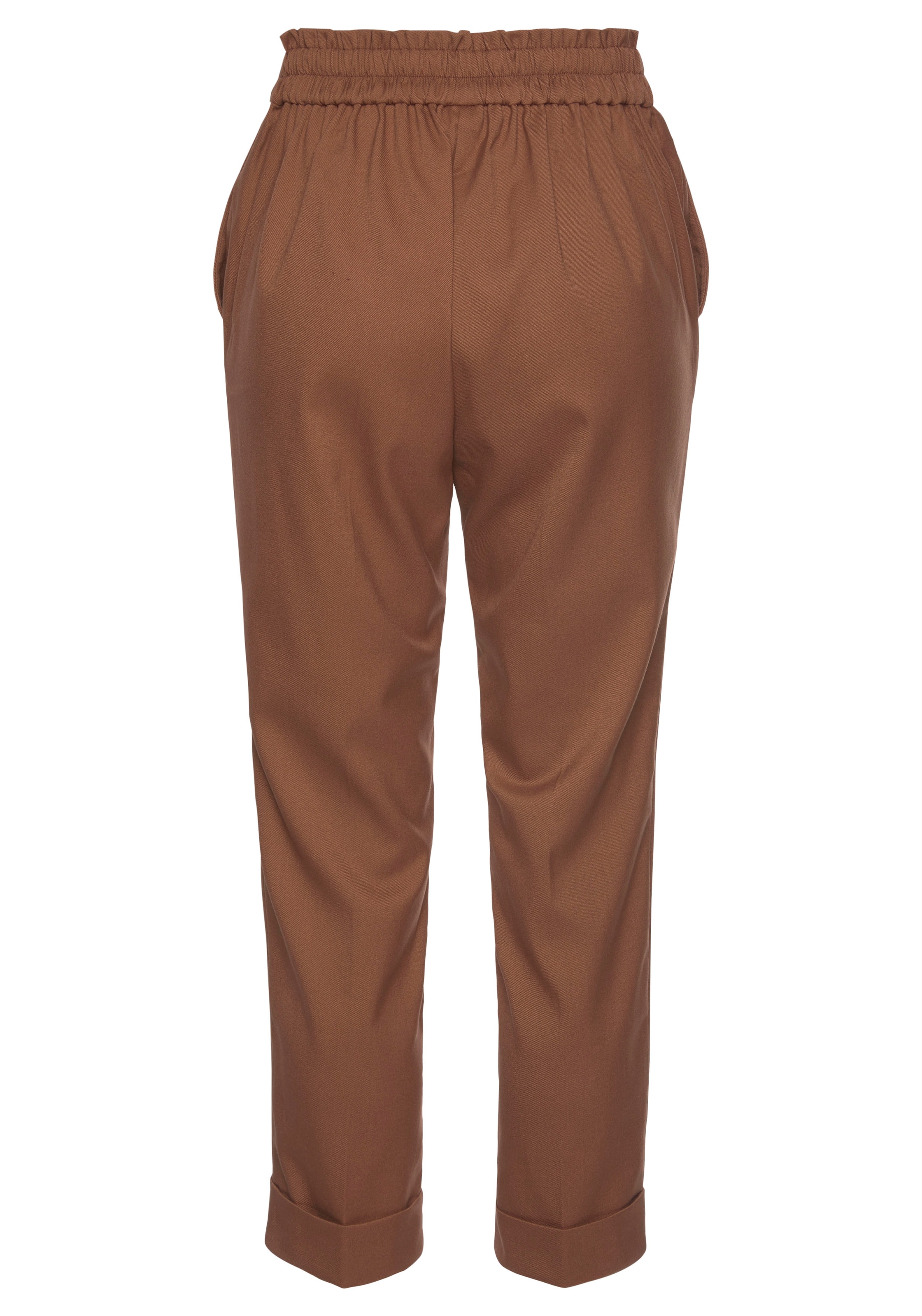 LASCANA Regular Панталон с ръб в кафяво