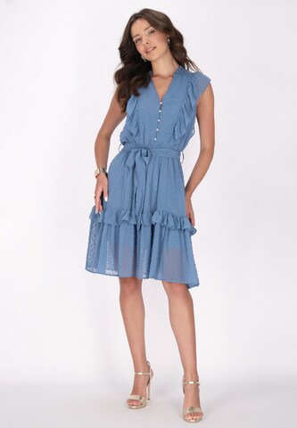 Abito camicia di faina in blu