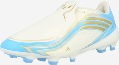 38 dydžio Futbolo bateliai 'F50 Messi League' iš ADIDAS PERFORMANCE, spalva – dramblio kaulo / šviesiai mėlyna / Auksas, Prekių apžvalga