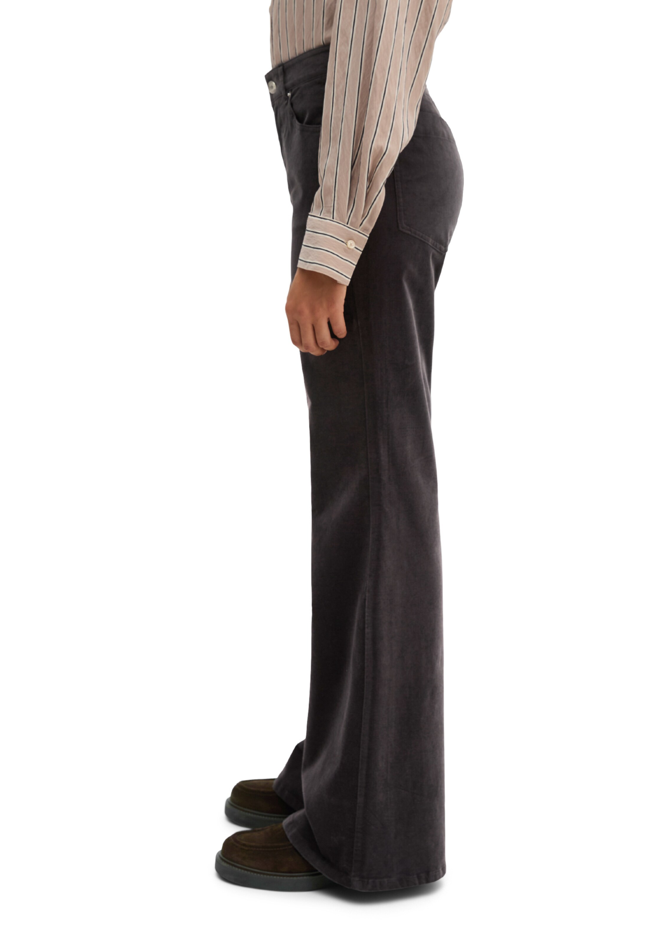 Marc O'Polo Bootcut Broek in Grijs: zijkant