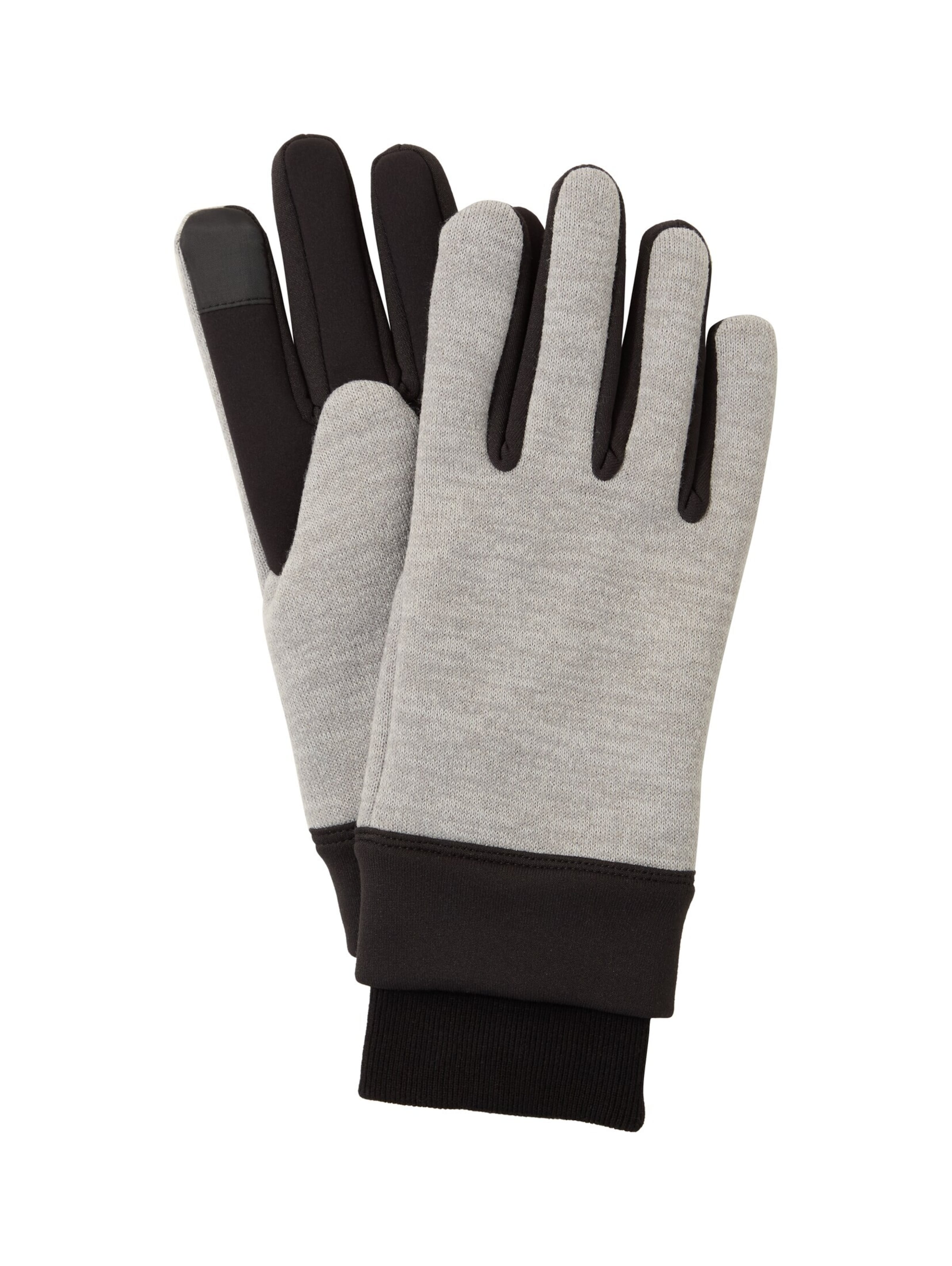 TOM TAILOR Vingerhandschoenen in de kleur Lichtgrijs / Zwart, Productweergave