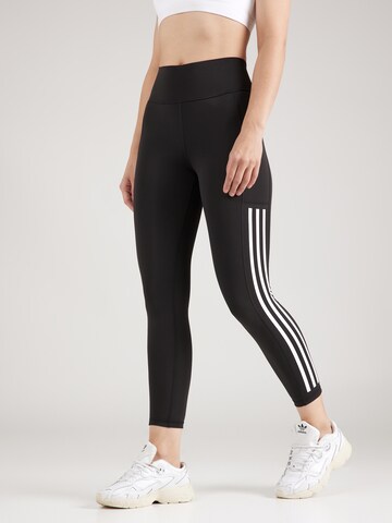 ADIDAS PERFORMANCE Skinny Fit Спортен панталон 'Optime 3-stripes Full-length' в черно: отпред