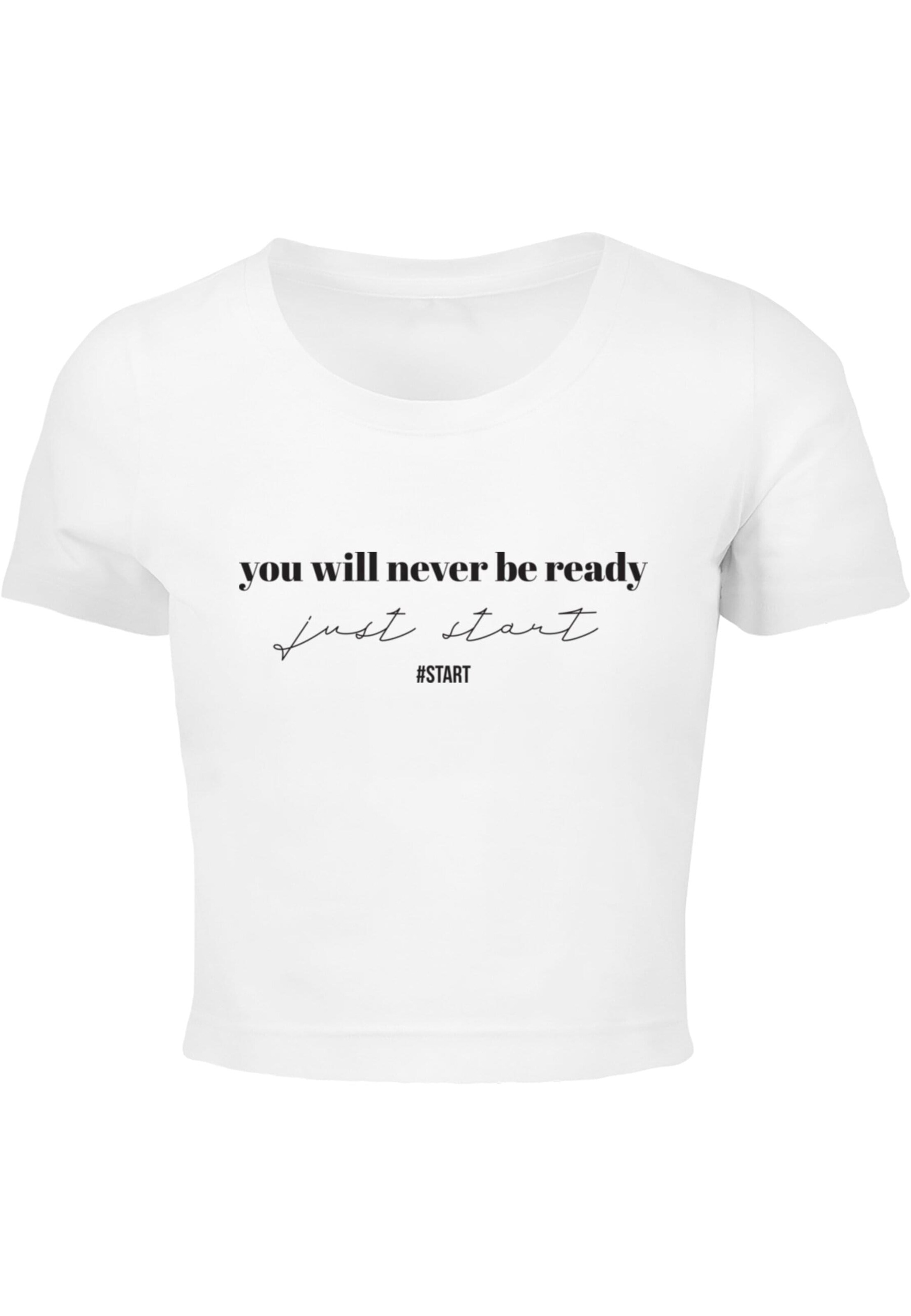 Merchcode Shirt 'Just Start' in Wit: voorkant