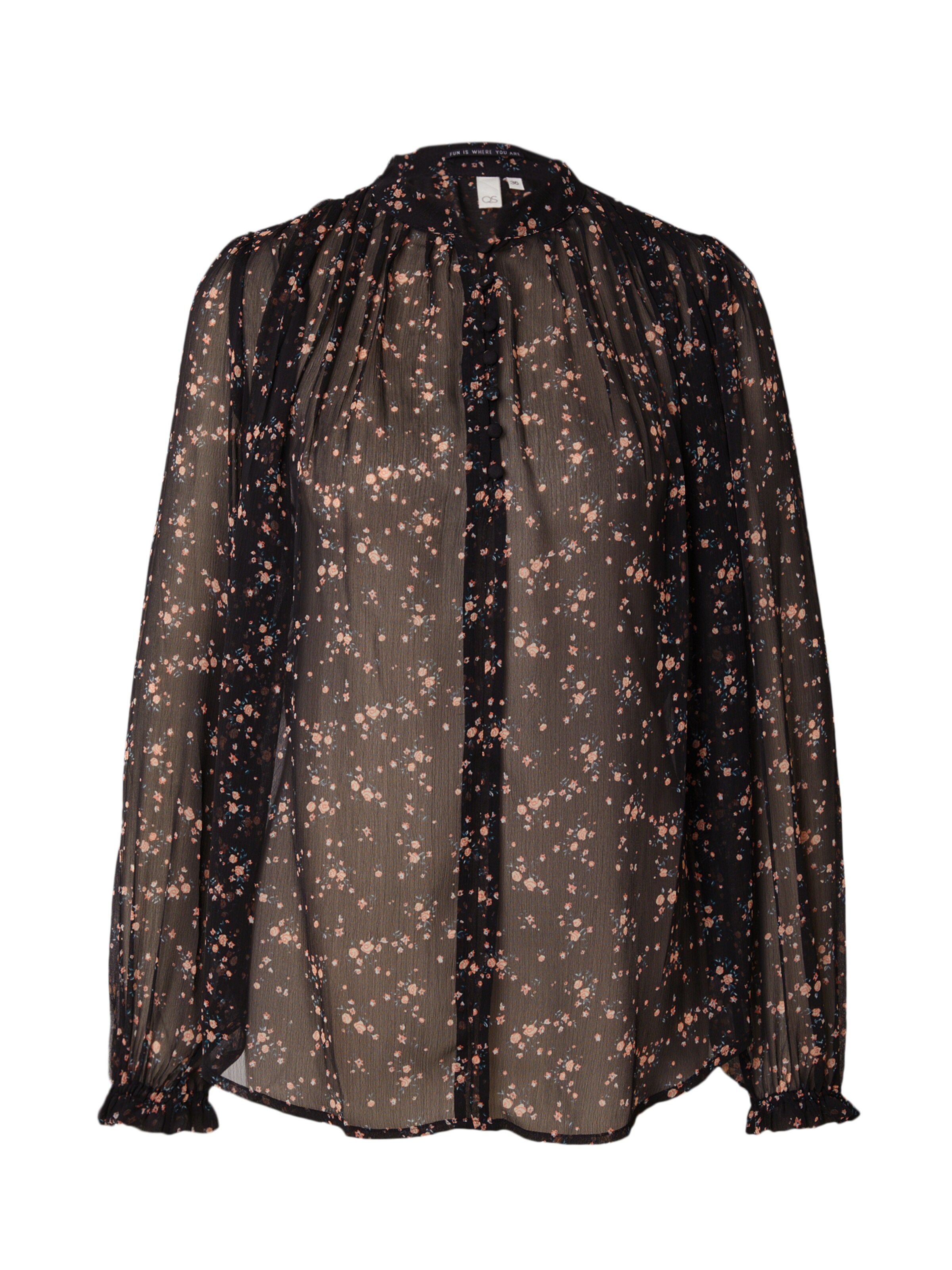 QS Blouse in Zwart: voorkant