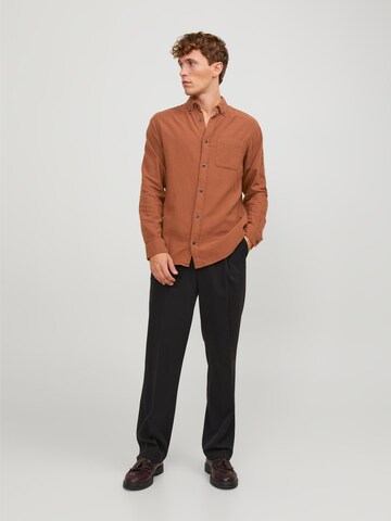 JACK & JONES Regular fit Button Up Shirt 'BROOK' in Brown