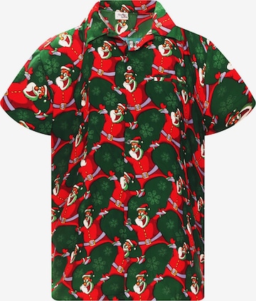 Regular fit Camicia 'Christmas Laughing Santa' di King Kameha in verde: frontale