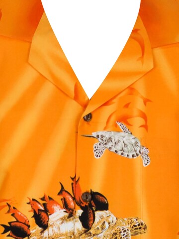 KY's Regular fit Button Up Shirt 'Turtle NEW' in Orange