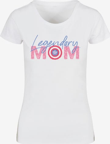 ABSOLUTE CULT Shirt 'Mother's Day - Avengers Capitan America Mom' in Wit: voorkant
