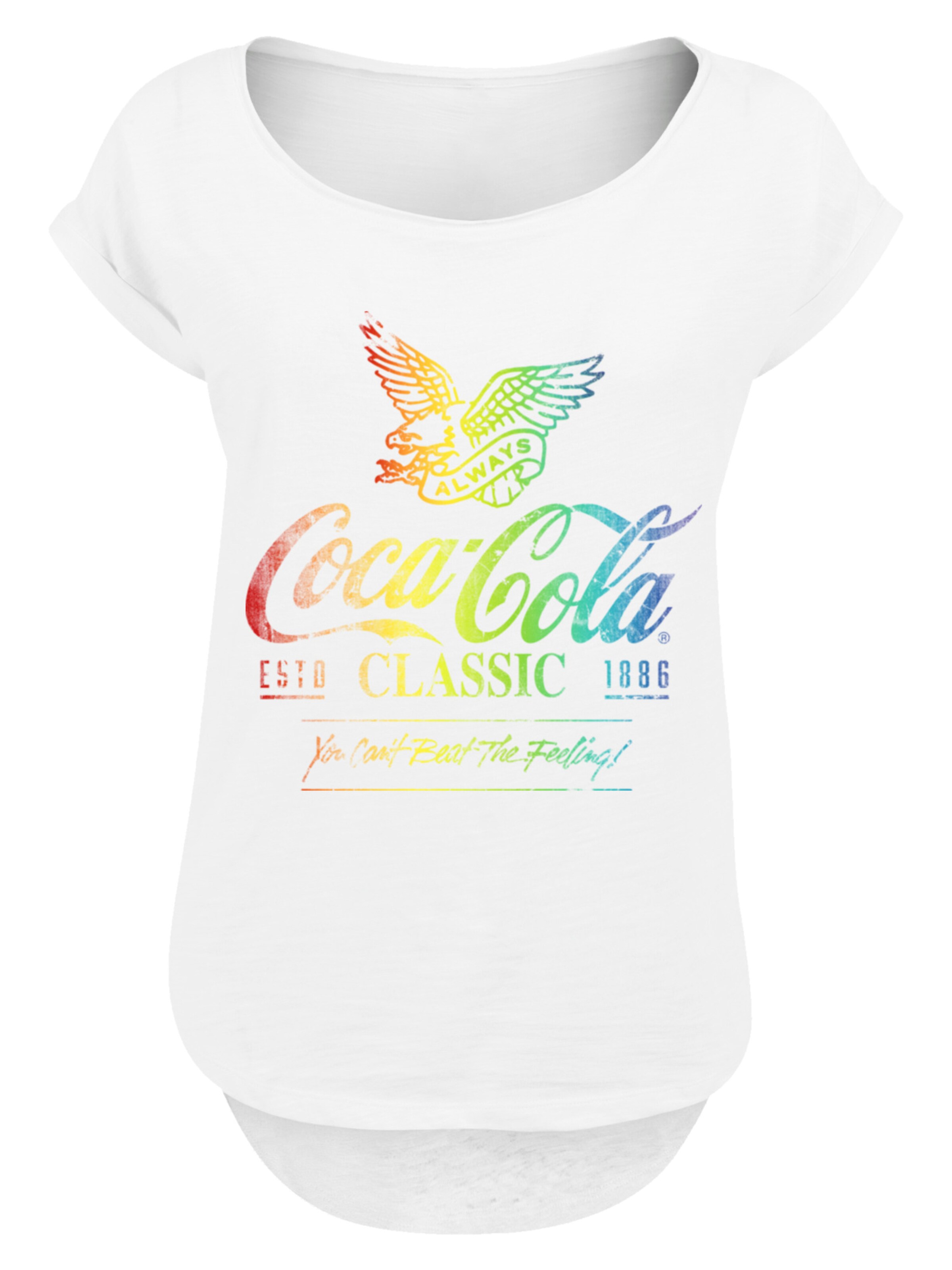 F4NT4STIC T-shirt 'Coca Cola Ombre Graphic' en bleu / jaune / rouge / blanc, Vue avec produit