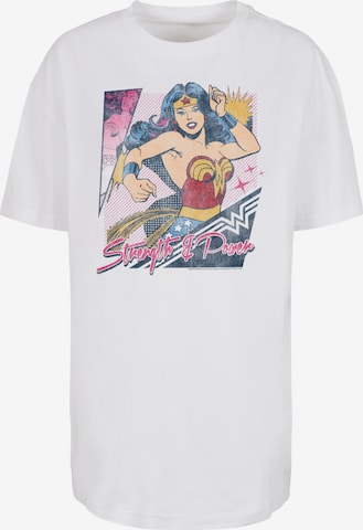 F4NT4STIC Oversized Shirt 'DC Comics Wonder Woman Strength & Power' in White: front