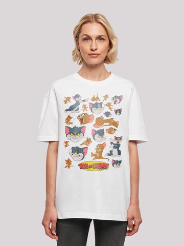 F4NT4STIC Shirt 'Tom und Jerry Many Faces' in Wit: voorkant