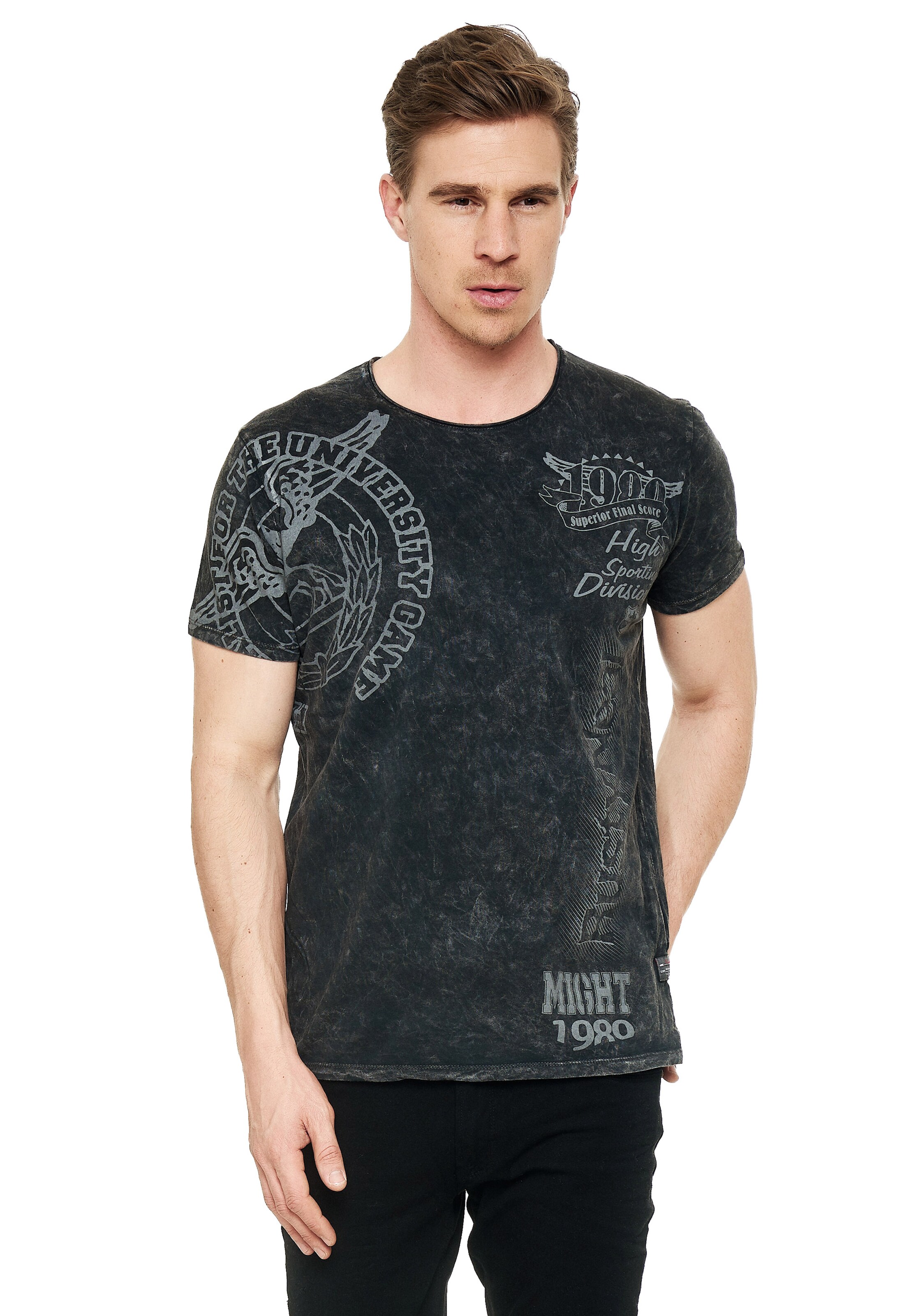 Rusty Neal T-Shirt mit coolem Print in Grau: Vorderseite