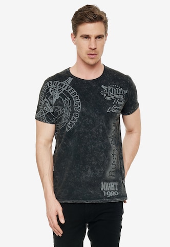 Rusty Neal T-Shirt mit coolem Print in Grau: predná strana
