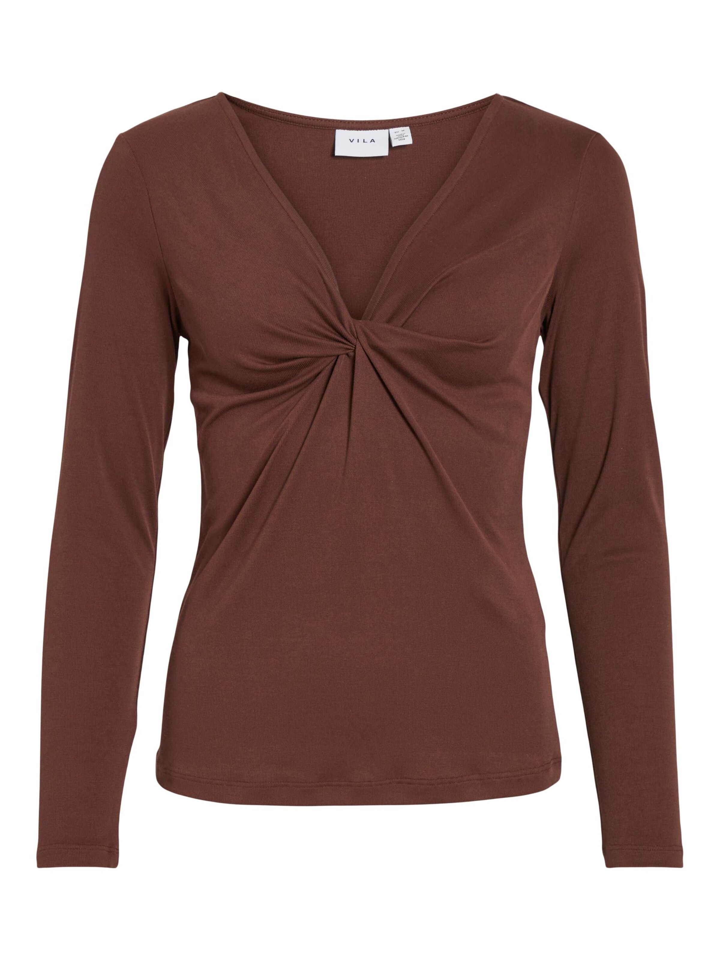 VILA Тениска в кафяво: отпред