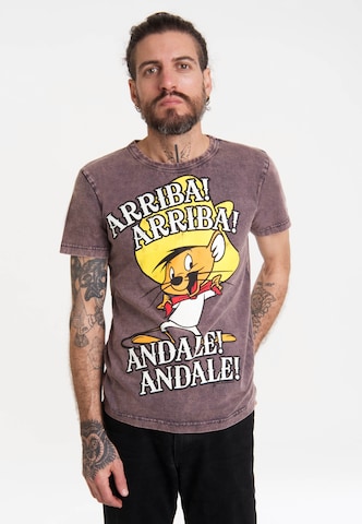 LOGOSHIRT Shirt 'Looney Tunes - Speedy Gonzales' in Purple: front