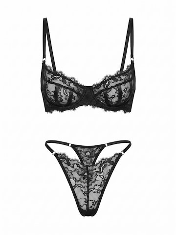 Cupshe Bustier Wäsche-Sets‌‌‌‌‌‌‌‌ in Schwarz: Vorderseite