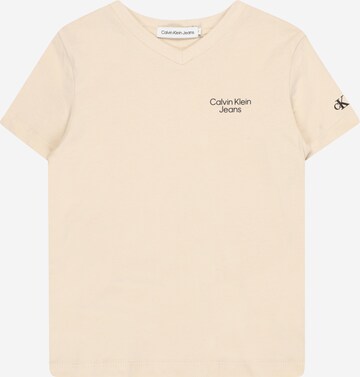 T-Shirt Calvin Klein Jeans en beige : devant