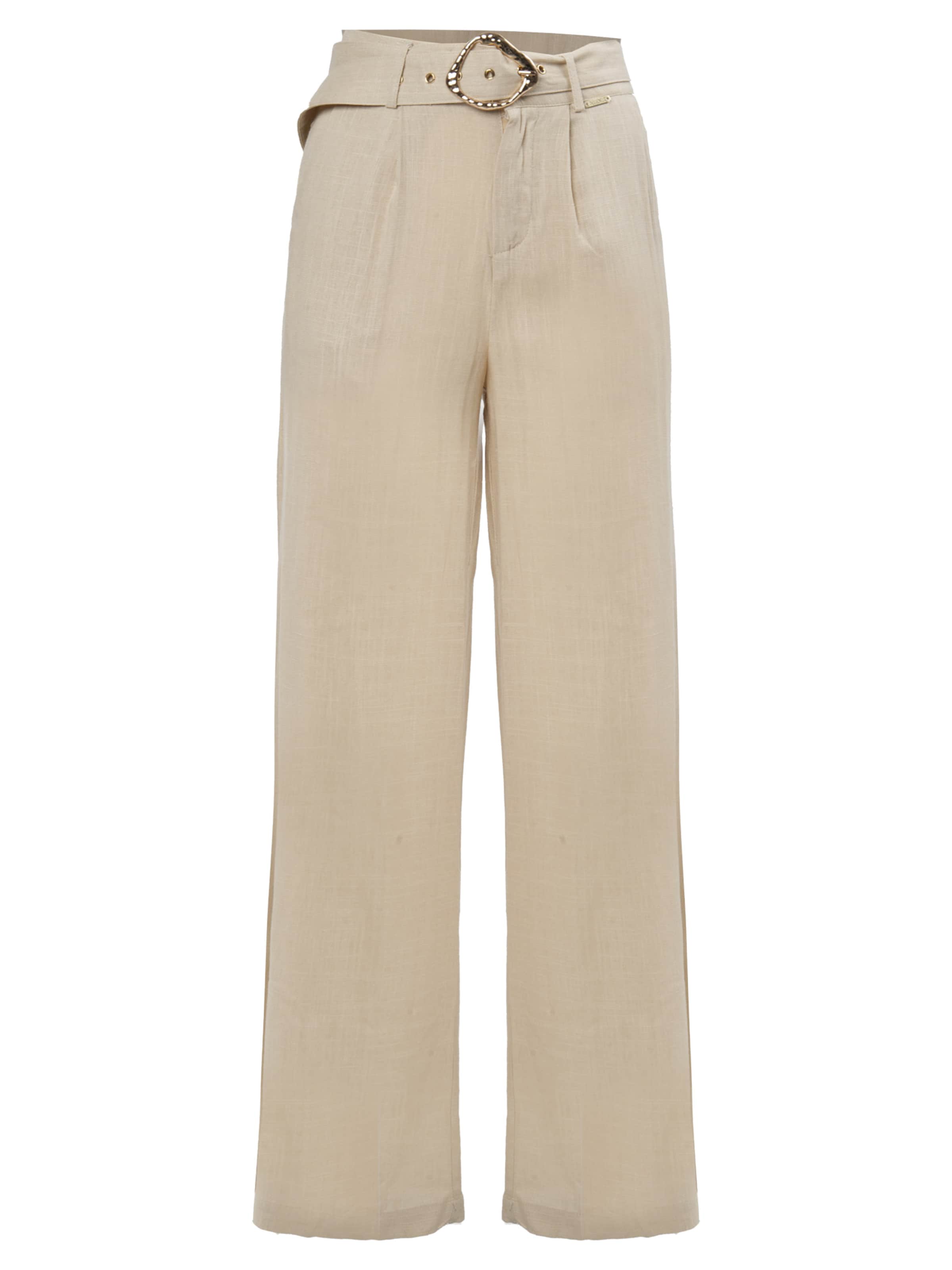 Influencer Loosefit Kalhoty se sklady v pase – béžová: přední strana