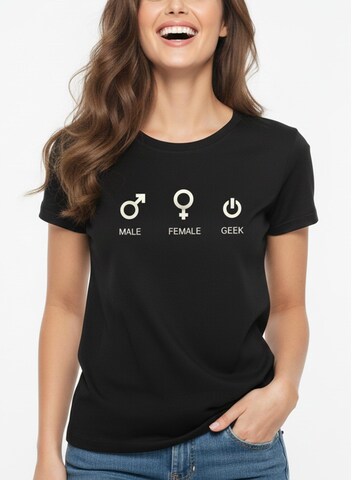 MAKAYA Shirt 'Male-Female-Geek' in Black