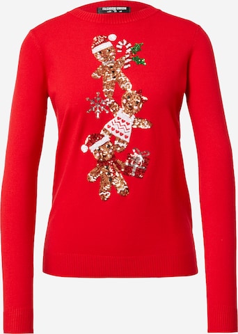 Fashion Union Sweater 'Ginger Bread Pyramid' in Red: front
