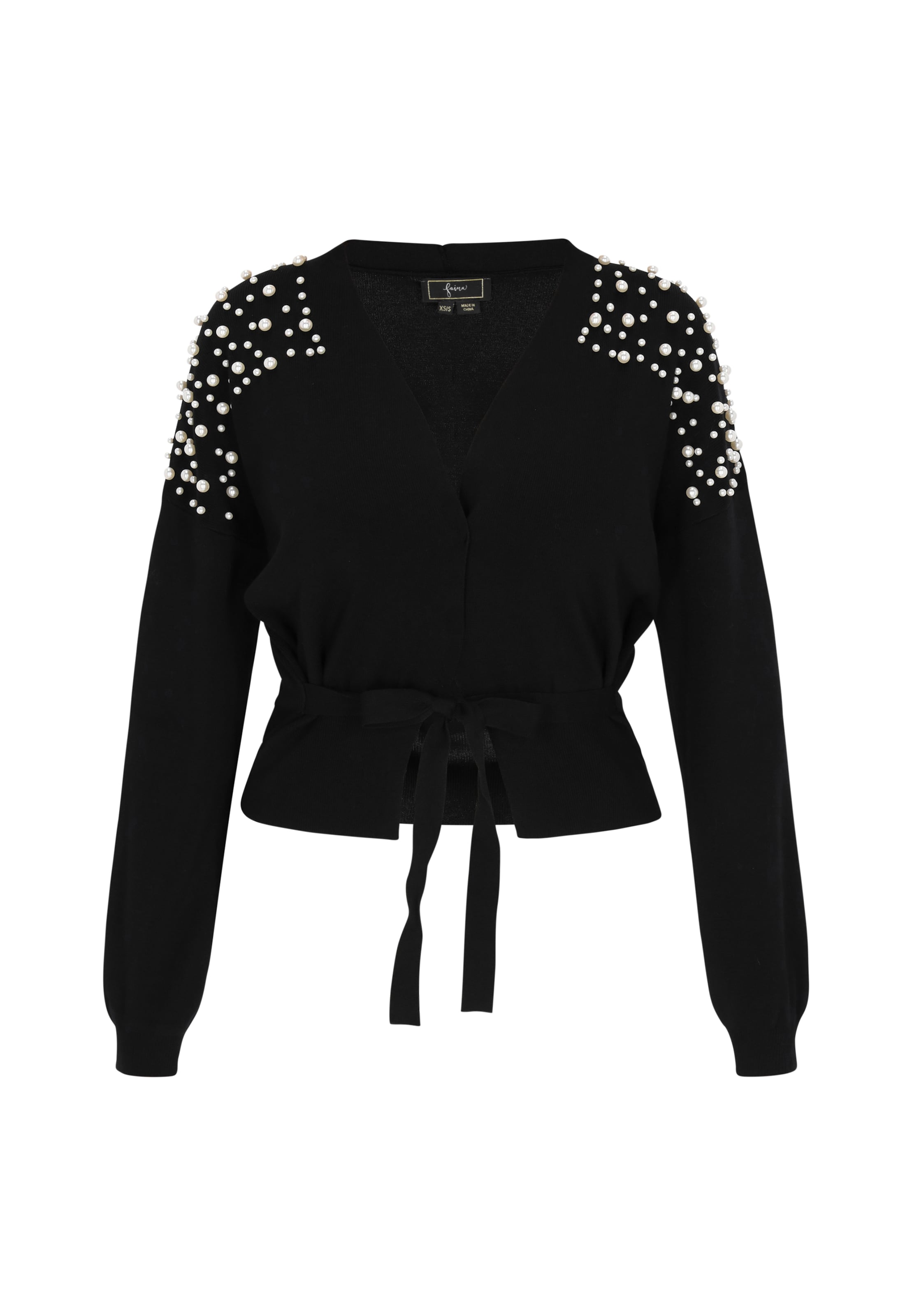 Geacă tricotată de la faina pe negru: față