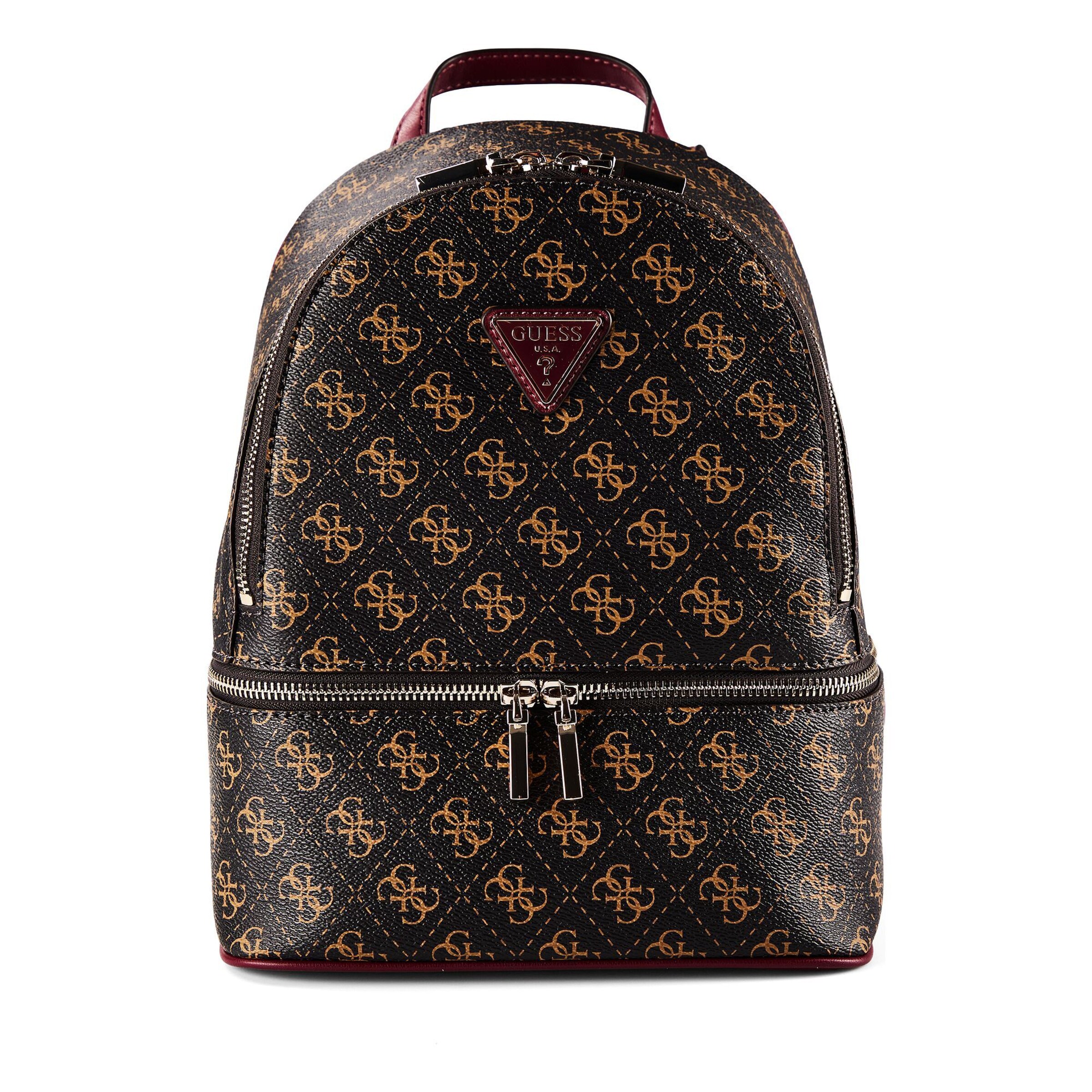 GUESS Rucksack 'Follie City' in karamell / burgunder / schwarz, Produktansicht