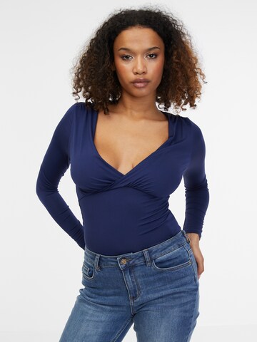 Orsay Shirt Bodysuit in Blue: front