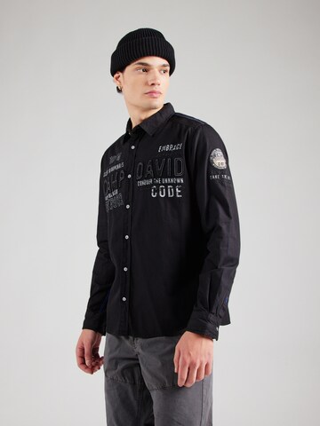 CAMP DAVID Regular Fit Hemd in Schwarz: Vorderseite