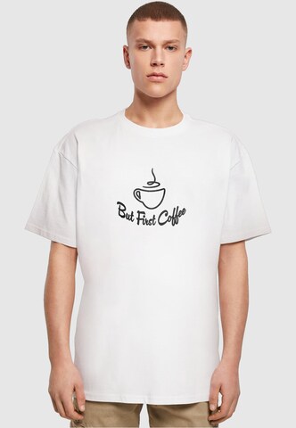 Merchcode Shirt 'But First Coffee' in White: front