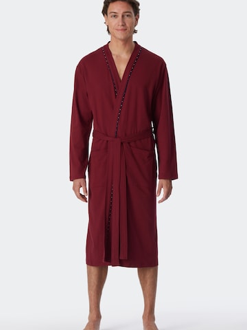 SCHIESSER Long Bathrobe in Red: front