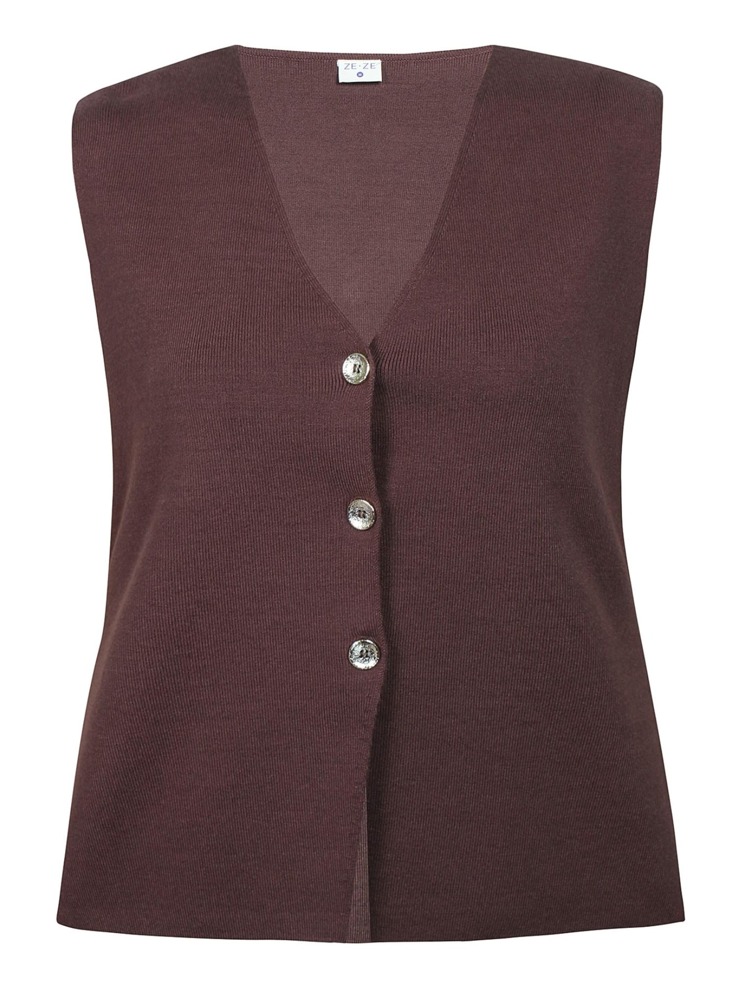 ze-ze Gebreide bodywarmer 'Hanna 251' in Bruin: voorkant