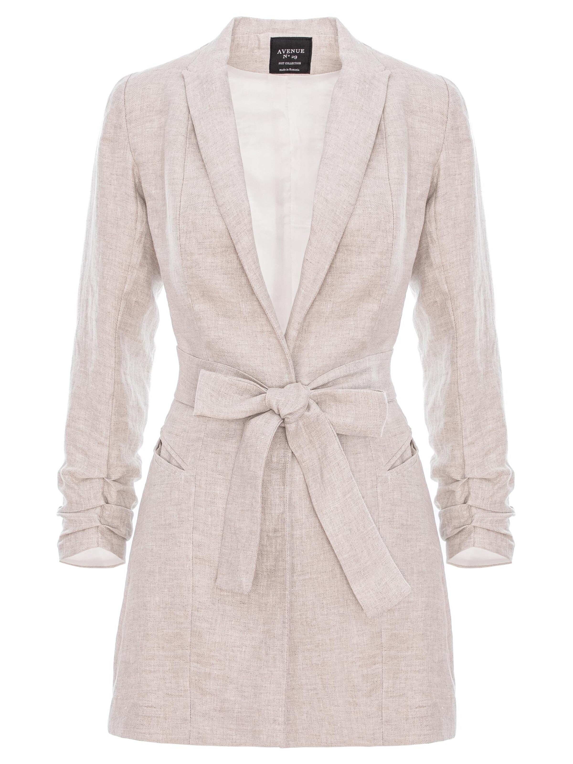 AVENUE N°29 - Blazer 'Single Breasted Wool Blazer With In Seam Belt' en beige: frente