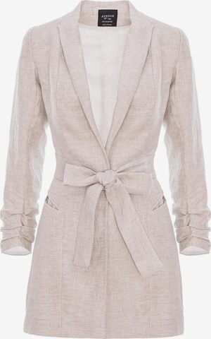 AVENUE N°29 - Blazer 'Single Breasted Wool Blazer With In Seam Belt' en beige: frente