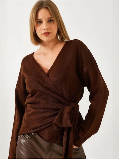 Bianco Lucci Pull-over 'Pullover' en S-M en brun foncé, Vue avec produit