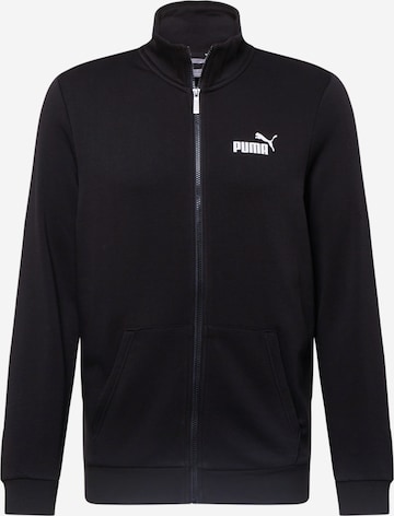PUMA Athletic Zip-Up Hoodie 'Essentials' in Black: front